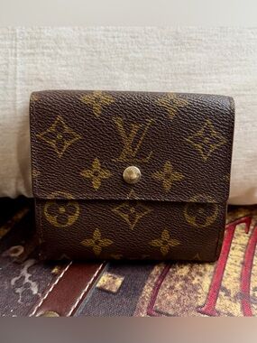 💚Louis Vuitton Monogram Vintage Elise Compact Wallet in Brown and Gold💚